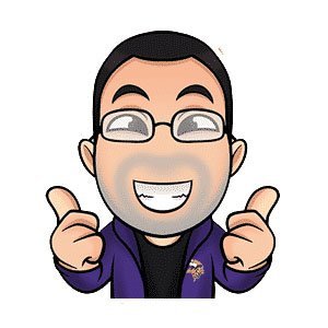 Cartoon avatar of a smiling man with glasses, short dark hair, and a beard, wearing a purple jacket and giving two thumbs up.